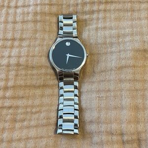 MOVADO black & stainless steel watch